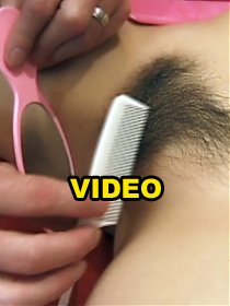 Slutty Japanese Yoko gets hairy pussy combed before getting screwed hard by her lover live